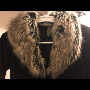 Faux fur collared wool coat